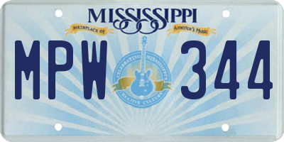 MS license plate MPW344
