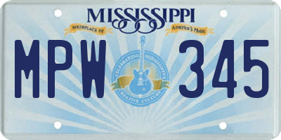 MS license plate MPW345