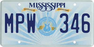 MS license plate MPW346