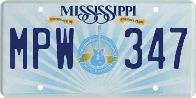 MS license plate MPW347