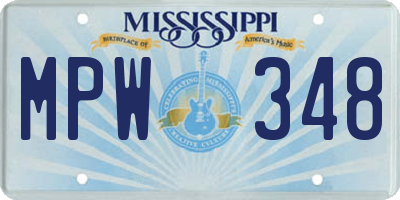 MS license plate MPW348