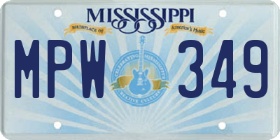 MS license plate MPW349