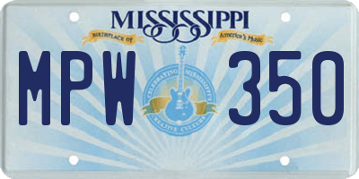 MS license plate MPW350