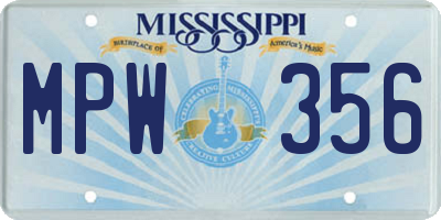 MS license plate MPW356