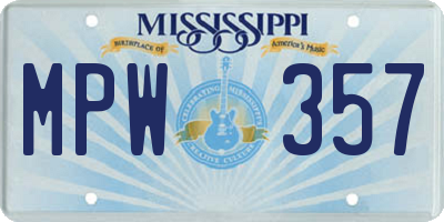 MS license plate MPW357