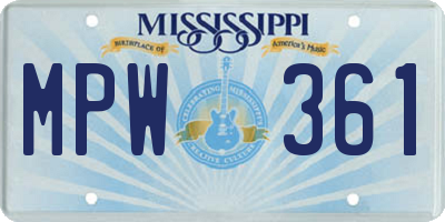 MS license plate MPW361
