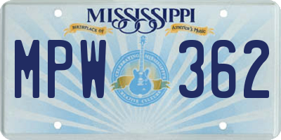 MS license plate MPW362