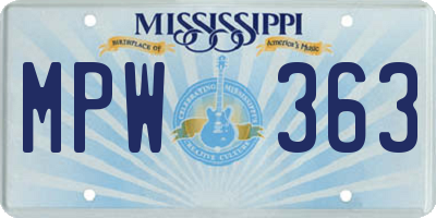 MS license plate MPW363