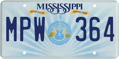 MS license plate MPW364