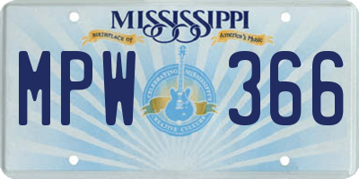 MS license plate MPW366