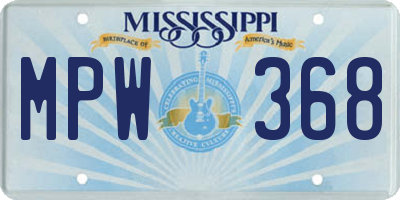 MS license plate MPW368