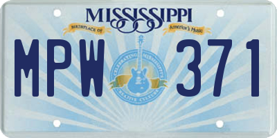 MS license plate MPW371