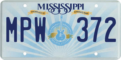 MS license plate MPW372