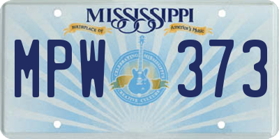 MS license plate MPW373