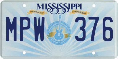 MS license plate MPW376