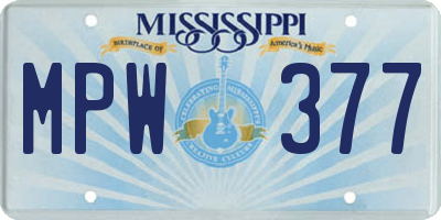 MS license plate MPW377
