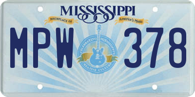 MS license plate MPW378
