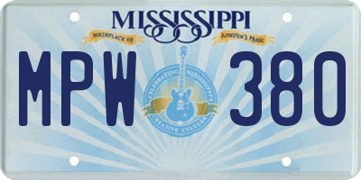 MS license plate MPW380