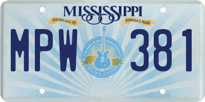 MS license plate MPW381
