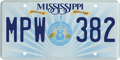 MS license plate MPW382