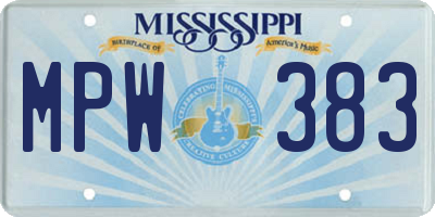 MS license plate MPW383