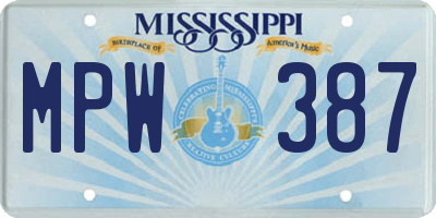 MS license plate MPW387