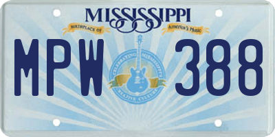 MS license plate MPW388