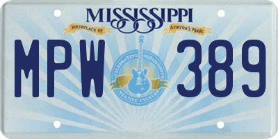 MS license plate MPW389
