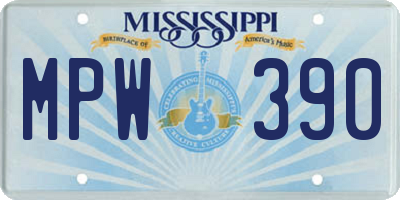 MS license plate MPW390