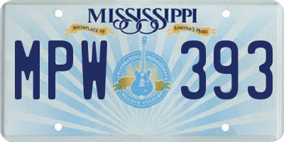 MS license plate MPW393