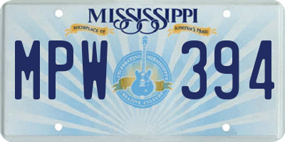 MS license plate MPW394