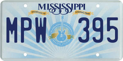 MS license plate MPW395