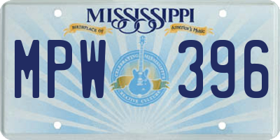 MS license plate MPW396
