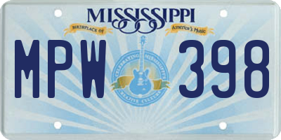 MS license plate MPW398