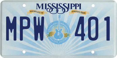 MS license plate MPW401