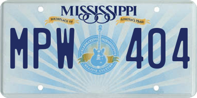 MS license plate MPW404