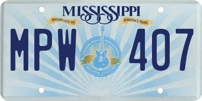 MS license plate MPW407