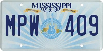 MS license plate MPW409