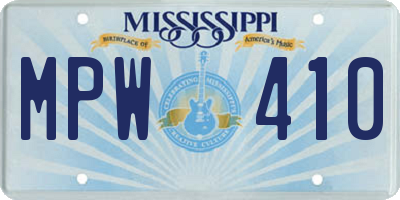MS license plate MPW410
