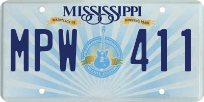 MS license plate MPW411