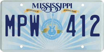 MS license plate MPW412