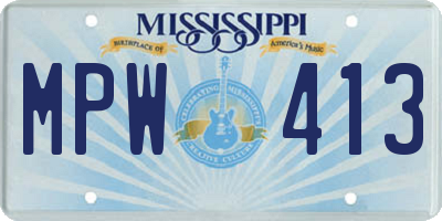 MS license plate MPW413