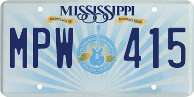MS license plate MPW415