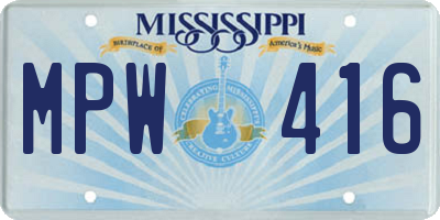 MS license plate MPW416