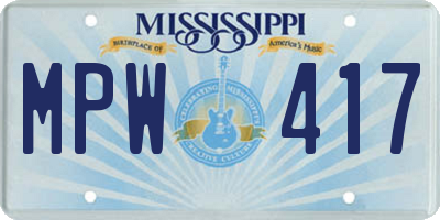 MS license plate MPW417