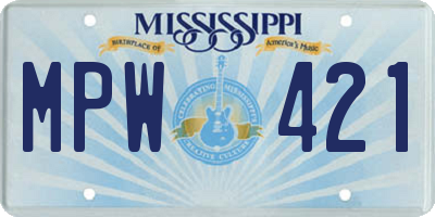 MS license plate MPW421