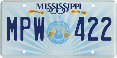 MS license plate MPW422