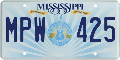 MS license plate MPW425