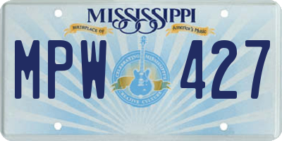MS license plate MPW427