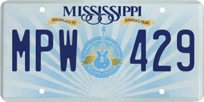 MS license plate MPW429